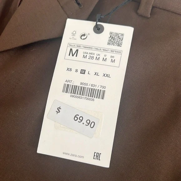 NWT Zara Trousers in brown - Picture 4 of 5